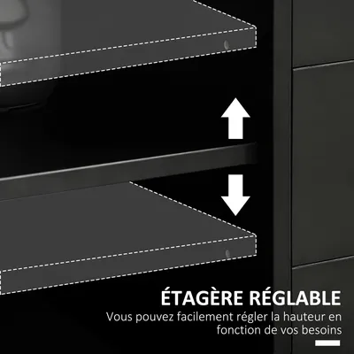 Image de Armoire de bureau sur roulettes - Classeur - 5 tiroirs et 1 porte - Étagère réglable - Pour documents et fournitures de bureau - 78 x 40 x 66,5 cm - Noir