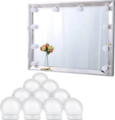 Produktbild von 10Pcs Hollywood LED Beleuchtet für Schminkspiegel Spiegel Beleuchtung Spiegelleuchte Klemmleuchte Schrankleuchte Spiegellampe Lampe Schminklicht Retoo