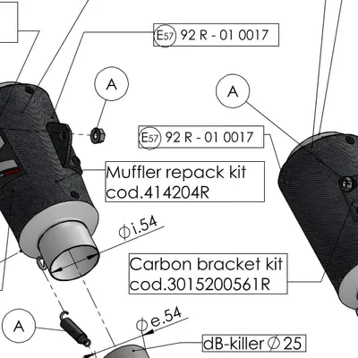 Produktbild von Schalldämpferhülle LeoVince Auspuff-Ersatzteil Hülle Endschalldämpfer, Carbon, 160mm, links