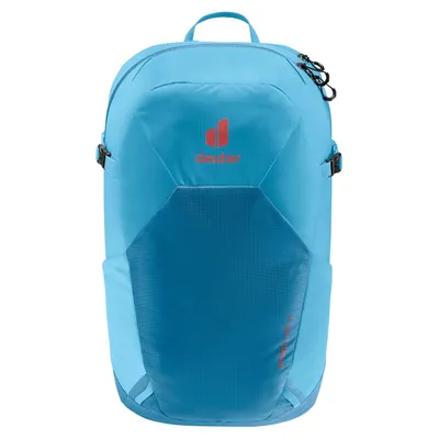 A blue Deuter backpack shown from the front.