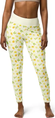 Produktbild von Mr. & Mrs. Panda Tights Frische Zitronen Größe S - Gelb - Geschenk, High-Waist-Leggings, Leggins, Leggings, Zitrusfrüchte Muster, Zitrone, Yoga-Hose, High-Waist-Hose