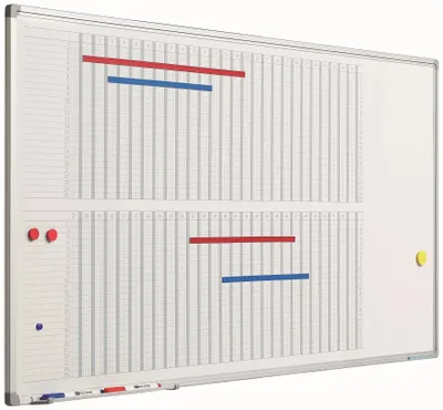 Image de Tableau blanc PRO Rodolfo - Acier émaillé - Planning hebdomadaire - Planning mensuel - Planning annuel - Magnétique - Blanc - 60x120cm