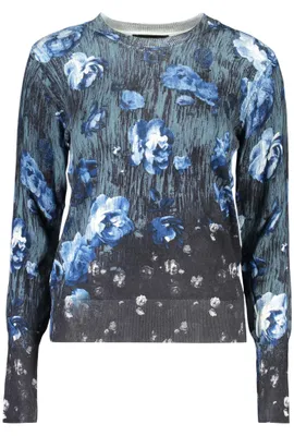 Produktbild von Blauer Damenpullover mit Muster & Rundhalsausschnitt - Elegant & Stylish
