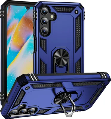 Produktbild von Schutzhülle für Samsung Galaxy A15 Dual Layer Robust Militäre Fallschutz Hülle mit Ringhalterung Ständer Blau