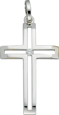 Produktbild von Kreuzanhänger Anhänger Kreuz mit Diamant 585 Weißgold Halsschmuck für Damen