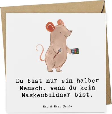 Produktbild von Mr. & Mrs. Panda Klappkarte Maskenbildner Herz - Weiß - Geschenk, Kosmetiker, doppelkarte, faltkarte, Glückwunschkarte, Ausbildung, Beauty Salon, Grußkarte, Spruch
