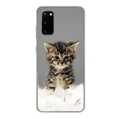 Produktbild von MuchoWow® Handyhülle Schutzhülle Hülle für Samsung Galaxy S20 Katze - Kätzchen - Federn Silikon Softcase Handy Hülle - Bild