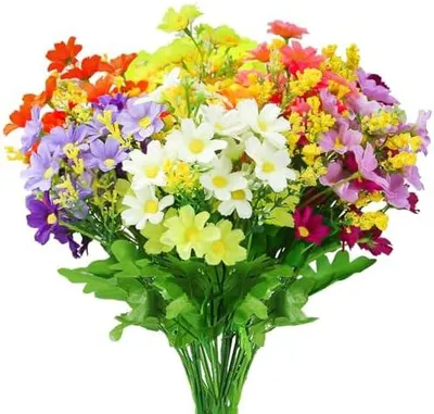 Produktbild von Künstliche Blumen, 6 Bündel von 6 Künstliche Balkonpflanzen und Innen, Plastik Blumen Dekoration, Faux Kunststoff UV-beständige Blumen für Gräber und Garten