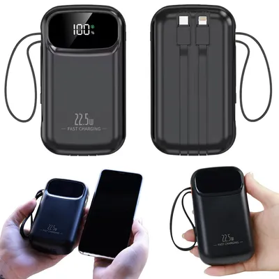 Produktbild von Powerbanks,Externer Akku,Schnellladung,20000 mAh, Powerbank, Schnellladung,mit USB- und USB-C-Kabel,tragbarer Akku für iPhone,mit integrierten Kabeln