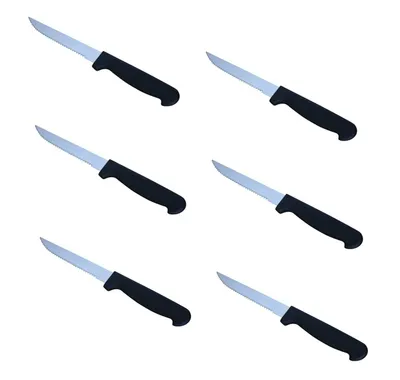 Produktbild von Steakmesser schwarzer Kunststoffgriff - 6 Stück - Schnitzelmesser Schneidemesser