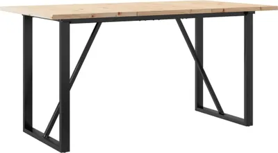 Produktbild von vidaXL Esstisch O-Gestell 140x80x75,5 cm Massivholz Kiefer & Stahl