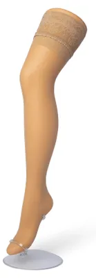 Produktbild von Bonnie Doon Damen-Halterlose Strumpfhose für kurvige Frauen, Größe 50/54 (L/XL), Beige – Übergrößen – Breites Silikonband – Halt durch Spitze – Rutschfest – Plus Size – Strumpfhose ohne Slip – Silikonrand – Perfekter Halt – Strumpfhose – Nude – BP201706.297
