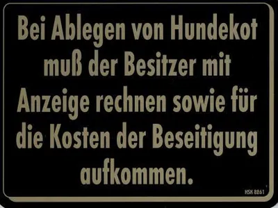 Produktbild von Hinweis- Schild - BEIM ABLEGEN VON HUNDEKOT.... - Gr. 20 X 15 cm - 308261 - Tiere Straßenschild