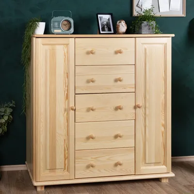 Produktbild von Kommode Kiefer massiv Vollholz natur 062- Abmessung 122 x 118 x 42 cm (H x B x T)