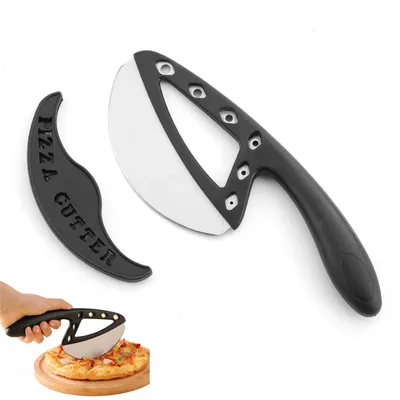 Pizzaschneider Wippe aus Edelstahl mit Klingenschutz, multifunktional