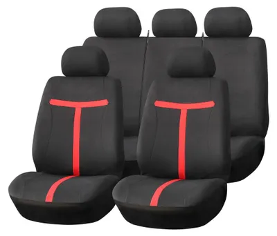 Image de AMiO - Lot de housses de siège universelles pour voiture, noir et rouge