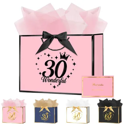 Produktbild von Geschenktüte Geburtstag 28 x 20 x 10 cm, Papier, mit Wunschhandgriffen, für 30. Geburtstag