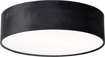 Produktbild von QAZQA - Modern Deckenleuchte I Deckenlampe I Lampe I Leuchte schwarz 40 cm mit Gold I Messingener Innenseite - Drum mit SchirmI 2-flammig I Wohnzimmer I Schlafzimmer - Textil Zylinder - LED geeignet E