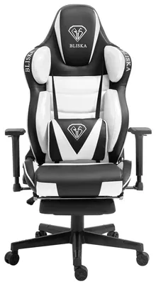 Produktbild von Chair Racing Chefsessel mit Sportsitz und ergonomsichen 4D-Armlehnen Schreibtischstuhl Drehstuhl,Farbe:Schwarz / Weiß