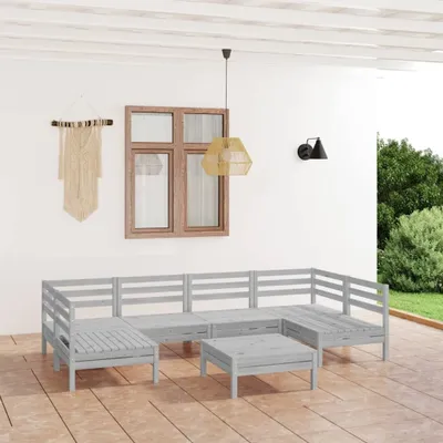 Produktbild von The Living Store 7-tlg. Garten-Lounge-Set Weiß Massivholz Kiefer
