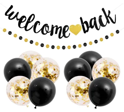 Willkommensbanner und Ballonset, Partydekoration, Mehrfarbig A