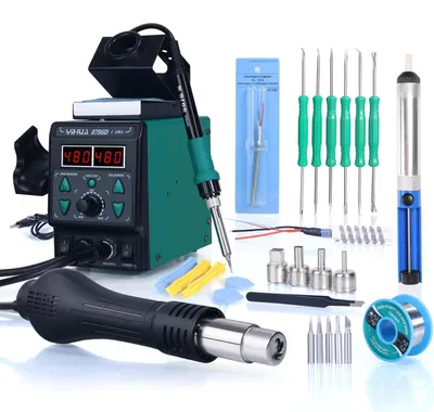 Imagen del producto de Estación de aire caliente y soldadura digital - 8786D-I(3) - Para reparación de teléfonos móviles - Para trabajos de BGA y componentes SMD - 220–240 V