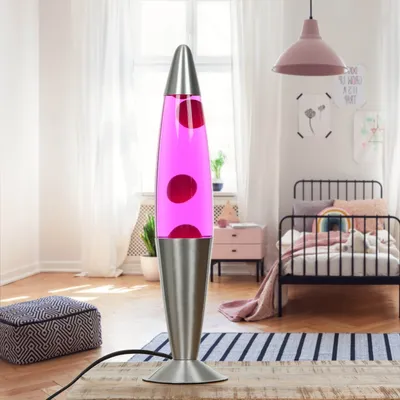 Produktbild von Lavalampe Pink Silber 42 cm Stimmungslicht Tischleuchte Jugendzimmer Wohnzimmer