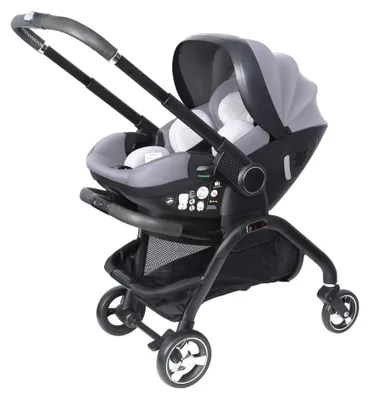 Produktbild von 4-in-1-Babykinderwagen - S366 Kombikinderwagen - Babyschale - Faltbar - Leicht - Liegefunktion - Bis 15 kg - Grau