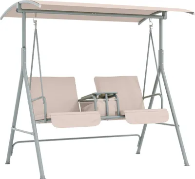 Produktbild von Hollywoodschaukel, Gartenschaukel, 2-Sitzer-Schaukel mit Sonnendach, 175 x 112 x 158 cm, Beige