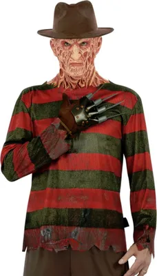 Produktbild von Freddy Krueger Herren Kostüm Kit – Offizielles Nightmare on Elm Street Set mit Hut & Klingenhandschuh – 3-teiliges Horror Kostüm – Für Slasher Fans & Horrorfilm Liebhaber – Ideal für Halloween, Karneval & Cosplay Größe: M