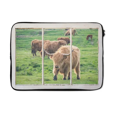 Produktbild von MuchoWow® Laptop Hülle 14 ZollDurchblick - Schottischer Highlander - Tiere Laptoptasche - Laptoptasche - Stoßsicher - Schutzhaube