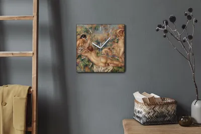 Produktbild von Coloray Hodiny Unikátní 30x30 cm  Tiché hodiny Pro obývací pokoj a kuchyň Nástěnné hodiny Plátno Bílé ručičky hodin - Nahá žena v lese