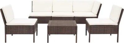 Produktbild von vidaXL 6-tlg. Garten-Lounge-Set mit Auflagen Poly Rattan Braun