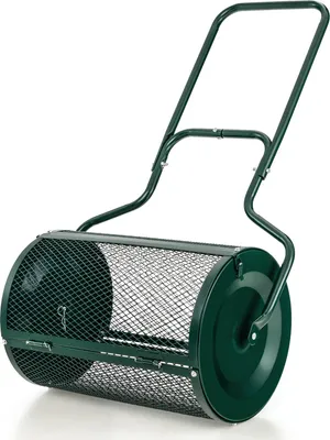 Produktbild von GOPLUS Kompoststreuer 75L, Torfstreuer mit Handgriff & Seitenverschlüssen, Rasen Düngerstreuer mit Metallgitter, Samenstreuer Torfmoosstreuer Gartenstreuer für Kompost, Dünger, Saat (Grün)