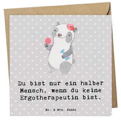 Produktbild von Mr. & Mrs. Panda Grußkarte Ergotherapeutin Herz - Grau Pastell - Geschenk, Ausbildung, faltkarte, Glückwunschkarte, anlasskarte, Klappkarte, doppelkarte, Beruf, Lustig