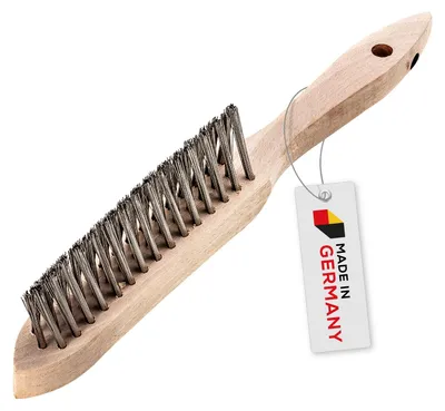 Handstahlbürste 3-reihig, 28 cm, Holzgriff – für Unkraut, Grill & Rost