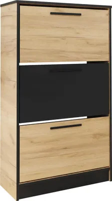 Produktbild von KIER FURNITURE Schuhschrank SZNB01 - 70,4x124,7x24,1 cm Eiche Craft Gold + Schwarz
