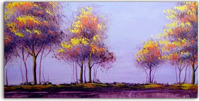 Produktbild von Coloray Acrylbild 120x60  Wandbild Acrylbilder Deko Landschaft Malerei Bäume Herbst