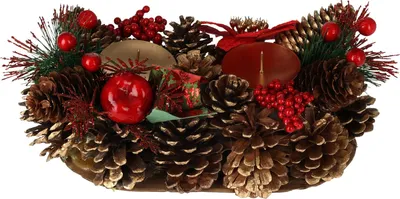 Produktbild von Kerzenhalter mit Zapfen, Weihnachtsdeko, für 2 Kerzen