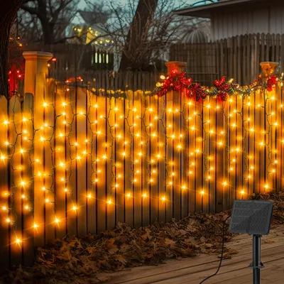 Solar-Lichtvorhang 3x3 m, 300 LEDs, 8 Modi, wasserdicht, Fernbedienung