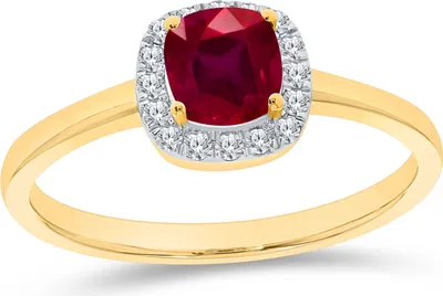 Produktbild von 585er Gold Damenring mit Rubin und Diamanten 0,12ct. Gr. 54