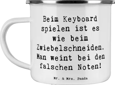 Produktbild von Mr. & Mrs. Panda Pott Spruch Keyboard Tränen - Weiß - Geschenk, Noten, Musiker, Spielen, Musik, Lernen, Instrument, reisetasse, Emaille Becher, Streichinstrumente, Tasse