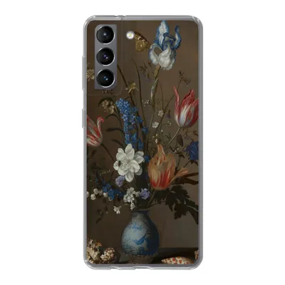 Produktbild von MuchoWow® Handyhülle Schutzhülle Hülle für Samsung Galaxy S21 Blumen in einer Wan-Li-Vase und Muscheln - Gemälde von Balthasar van der Ast Silikon Softcase Handy Hülle - Softcase