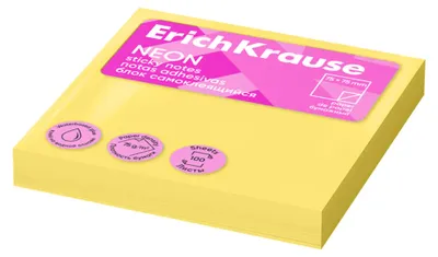 Image de Notes adhésives 75 x 75 mm NEON repositionnables 100 feuilles Jaune