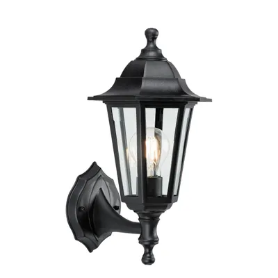 Immagine prodotto di Applique da esterno a lanterna BAYSWATER, nero-trasparente, 1xE27x60W, plastica, dimensioni: 35,5x17x21,2 cm, IP44, Endon