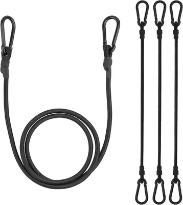 Obrázok produktu pre Napínacia šnúra s karabínou, 150 cm, 4-dielna, elastická guma z latexu na upevnenie batožiny