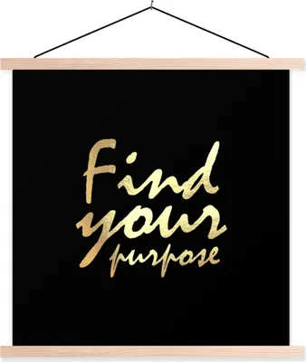 Produktbild von MuchoWow® Textilposter Zitat - Leben - Gold - Schwarz 40x40 cm mit holzfarbenen Rahmen - Posterleiste