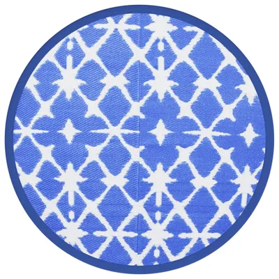 Image de vidaXL Tapis d'extérieur ARAKIL bleu et blanc Ø160 cm PP