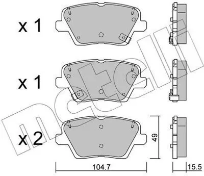 Produktbild von METELLI Bremsbeläge Satz Hinten Bremsklötze für HYUNDAI i30 Schrägheck (PDE, PD, PDEN) 22-1243-0
