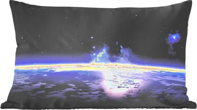 Produktbild von MuchoWow® Zierkissen Sofakissen Wohnzimmer Dekokissen 60x40 cm Weltraum - Erde - Licht - Kopfkissen - Polster mit Foto